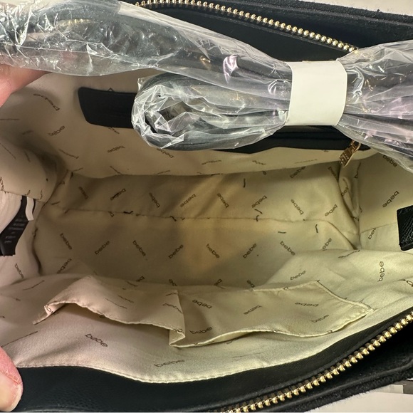 NEW Women’s Bebe Rian Black Canvas Tote Bag w/Gold Studs - Picture 7 of 8